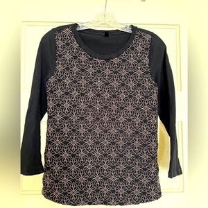 J.Crew 3/4 sleeve embroidered front tee